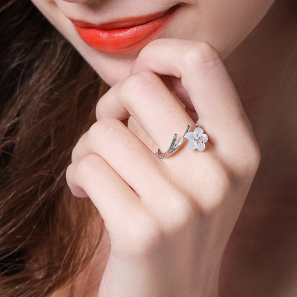 💎NEW💎S925 CHERRY BLOSSOM PEARL RING - Picture 7 of 13